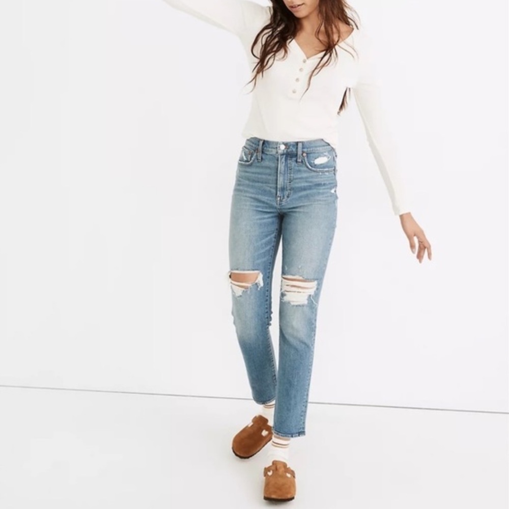 Madewell Light Blue High-Rise Distressed Jeans